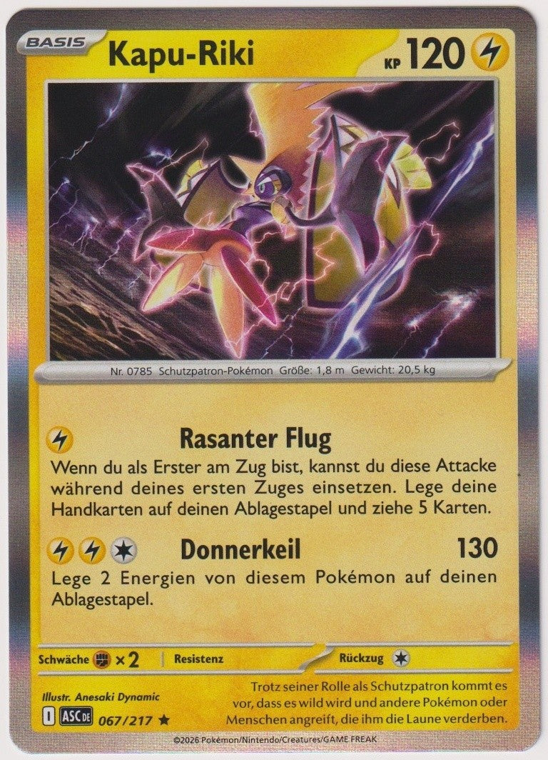 Pokemon TCG Tapu Koko #67/217 Rare (R) Holo Deutsch 2026 – Bild 1