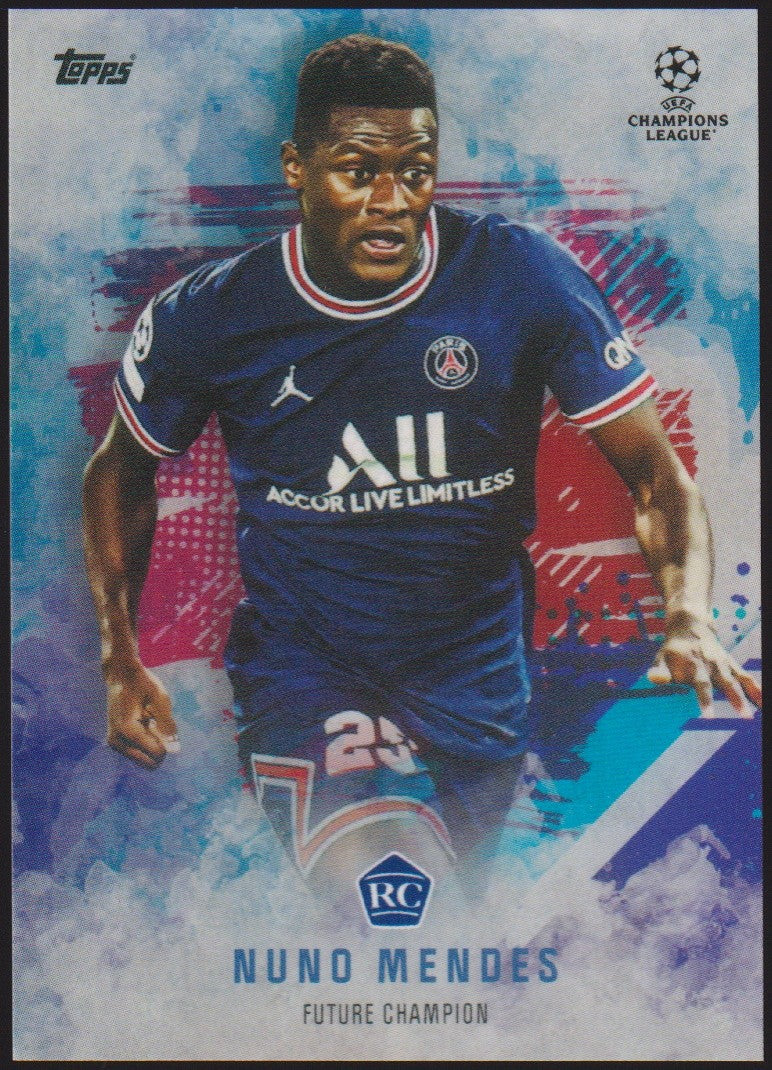 Topps RC 2021-22 Nuno Mendes Rookie Paris Saint-Germain Future Champion Parallel – Bild 1