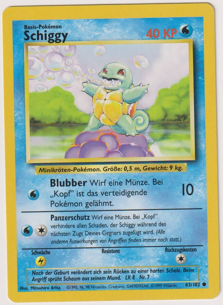 Pokemon TCG Squirtle #63/102 Common (C) Non-Holo Deutsch 1999 – Bild 1