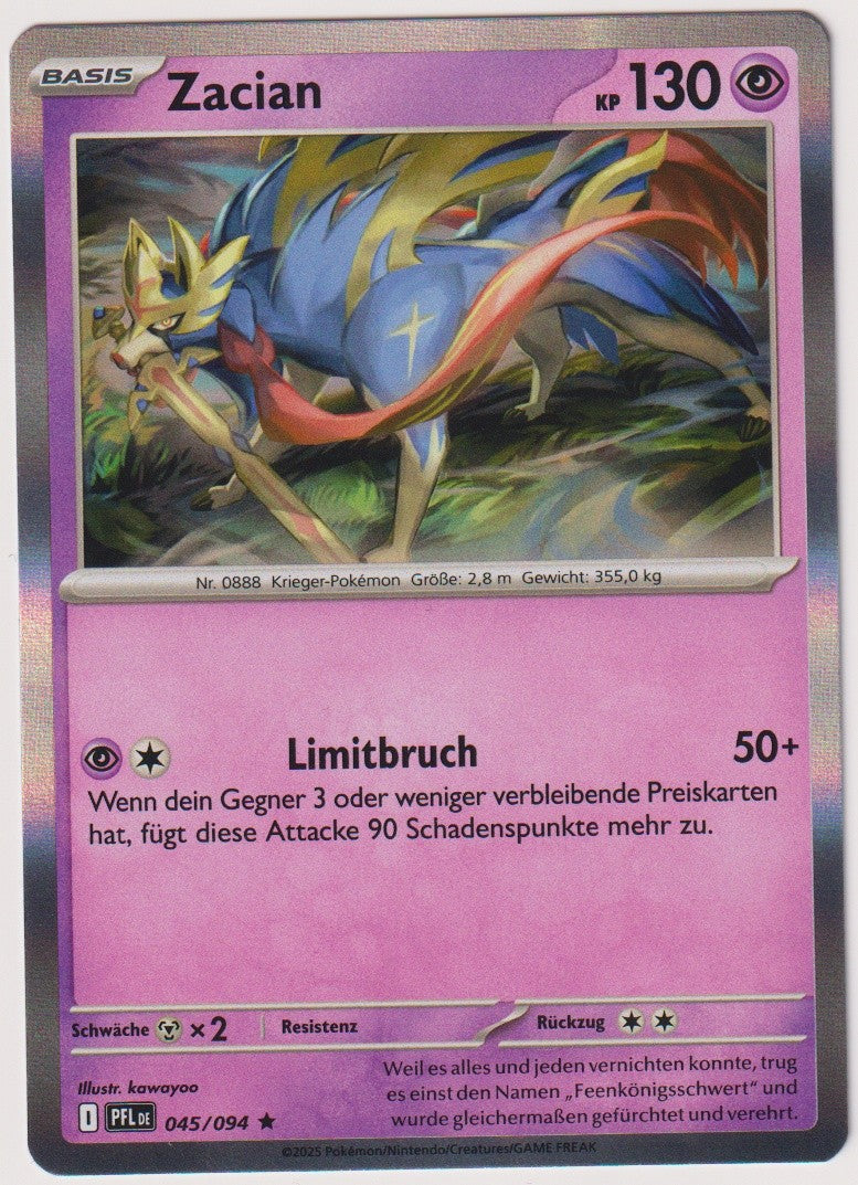 Pokemon TCG Zacian #45/094 Rare (R) Holo Deutsch – Bild 1