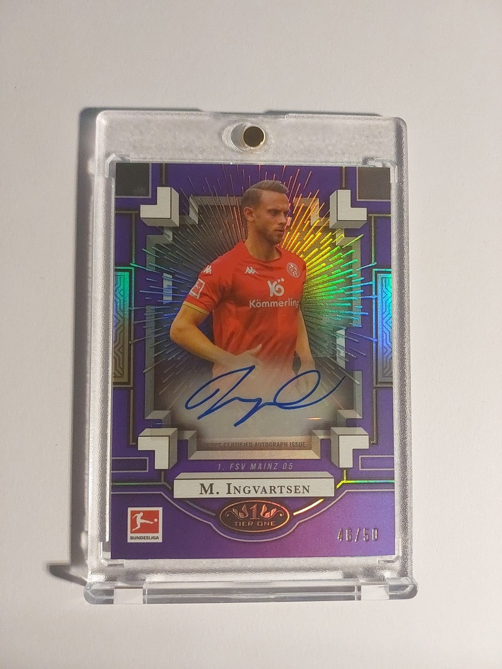 Topps Tier One Bundesliga 2022-23 Marcus Ingvartsen Mainz 05 Auto Numbered 46/50 – Bild 1