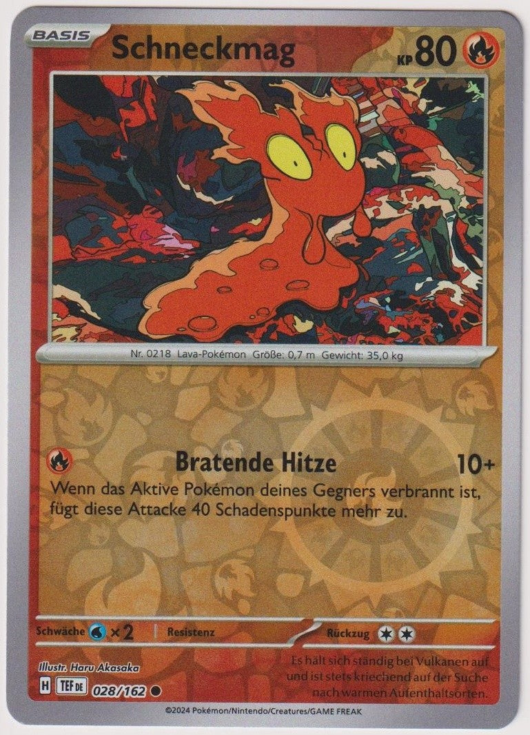 Pokemon TCG Slugma #28/162 Common (C) Reverse Holo Deutsch 2024 – Bild 1