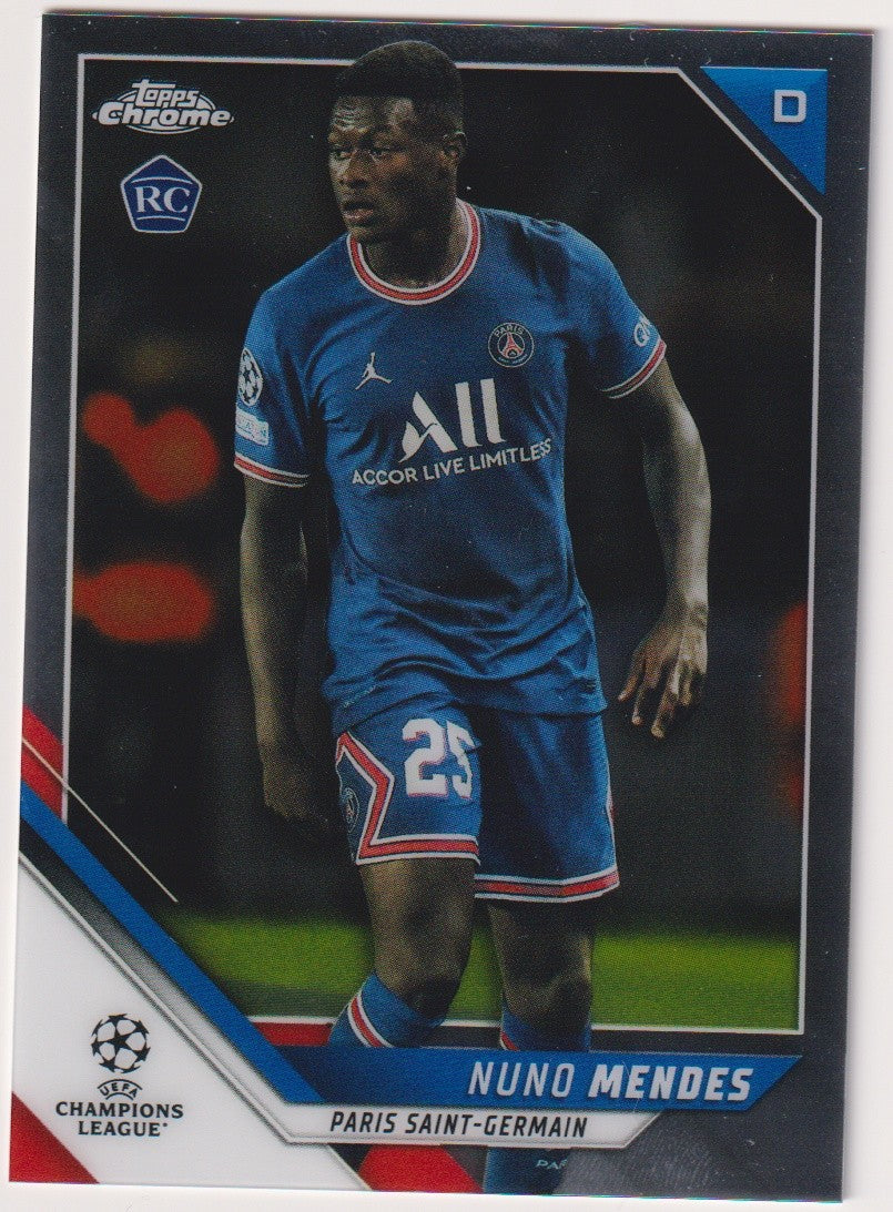 Topps Champions League 2021-22 Nuno Mendes Rookie Paris Saint-Germain Parallel – Bild 1