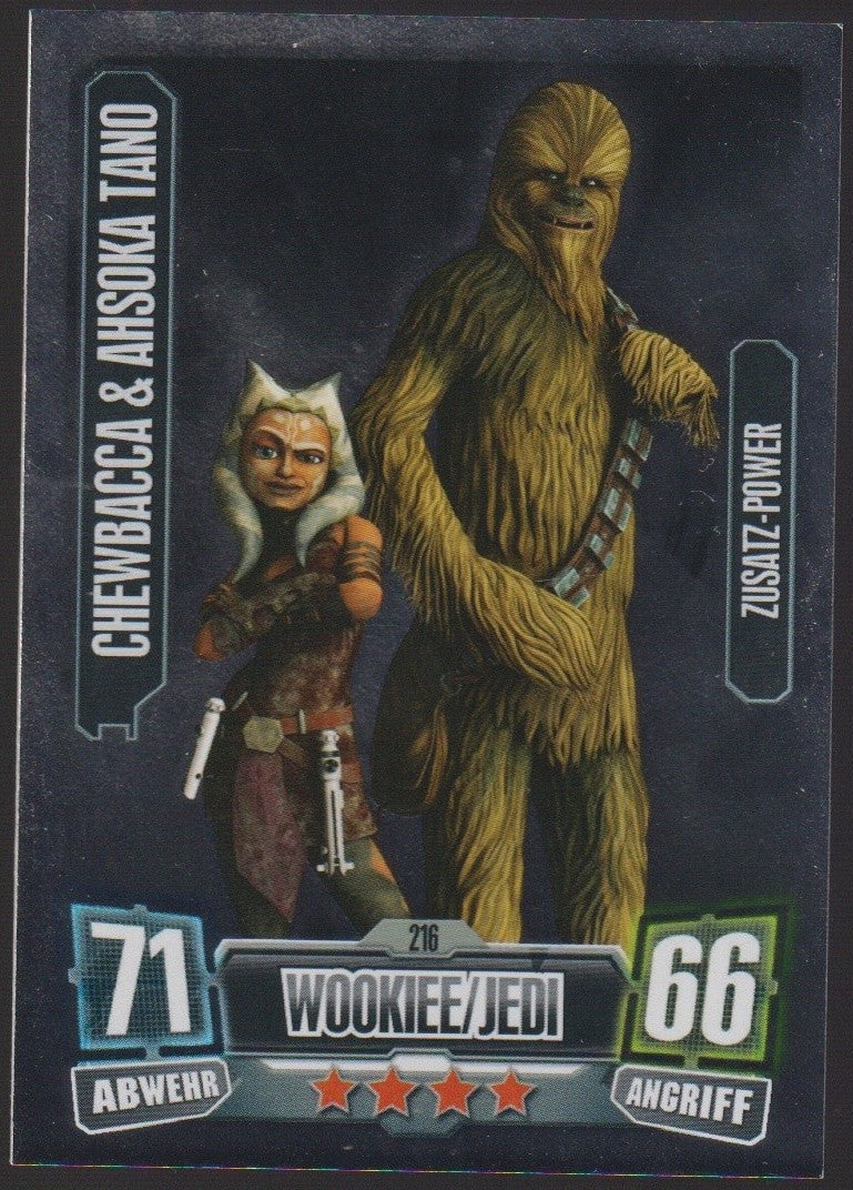 Topps Star Wars 2011 Chewbacca & Ahsoka Tano Republik Wookiee/Jedi TCG Rare #216 – Bild 1