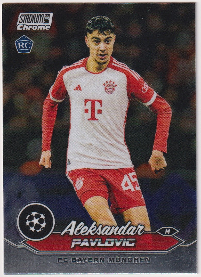 Topps Stadium Club 2023-24 Aleksandar Pavlovic Rookie FC Bayern München Parallel – Bild 1