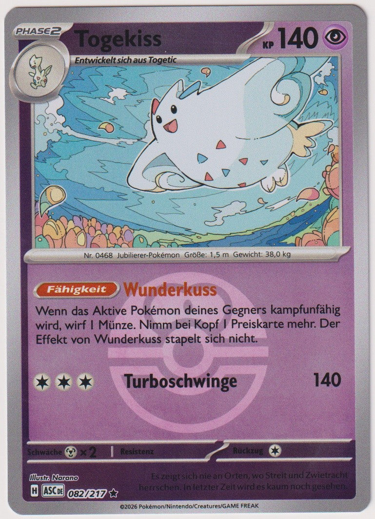 Pokemon TCG Togekiss #82/217 Rare (R) Reverse Holo Deutsch 2026 – Bild 1
