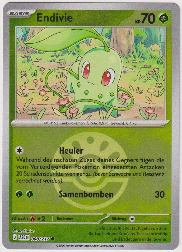 Pokemon TCG Chikorita #8/217 Common (C) Reverse Holo Deutsch 2026 – Bild 1