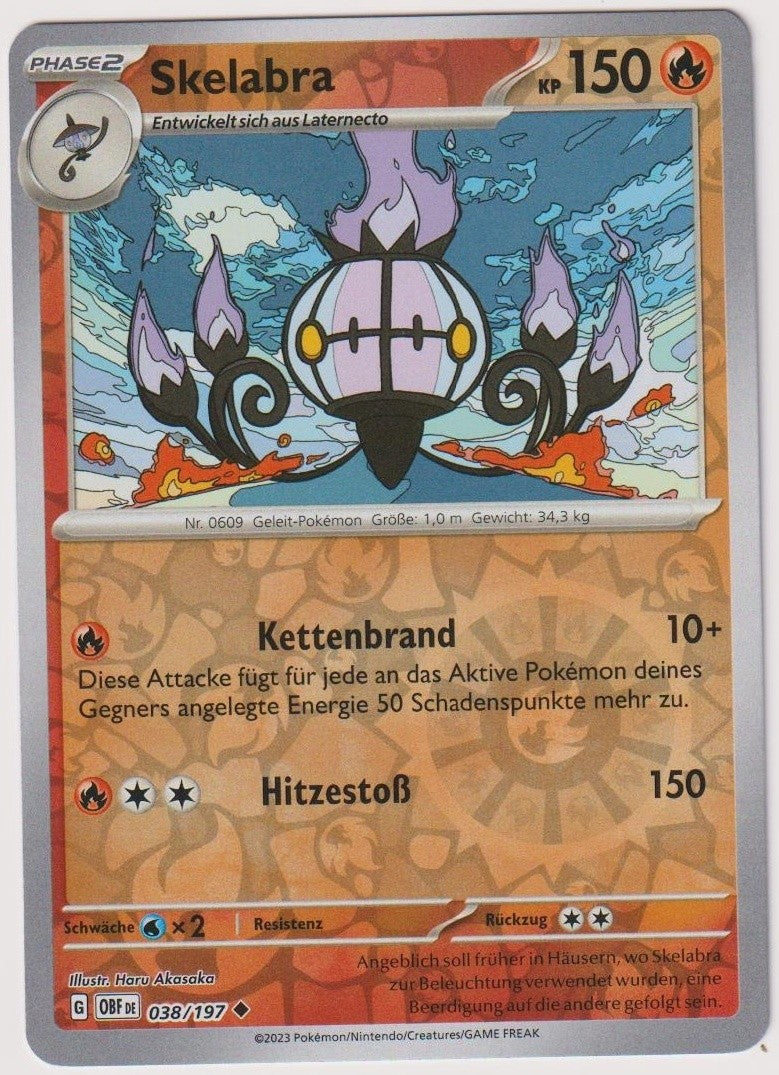 Pokemon TCG Chandelure #38/197 Uncommon (U) Reverse Holo Deutsch 2023 – Bild 1