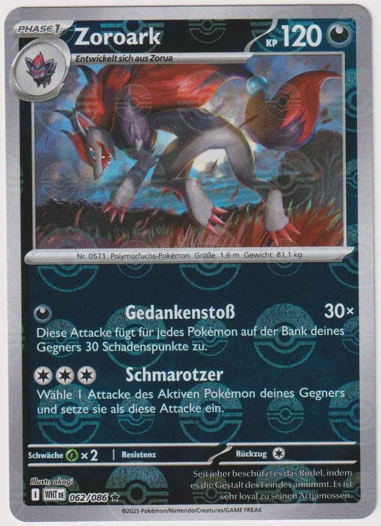 Pokemon TCG Zoroark #62/086 Rare (R) Poke Ball Pattern Holo Deutsch 2025 – Bild 1