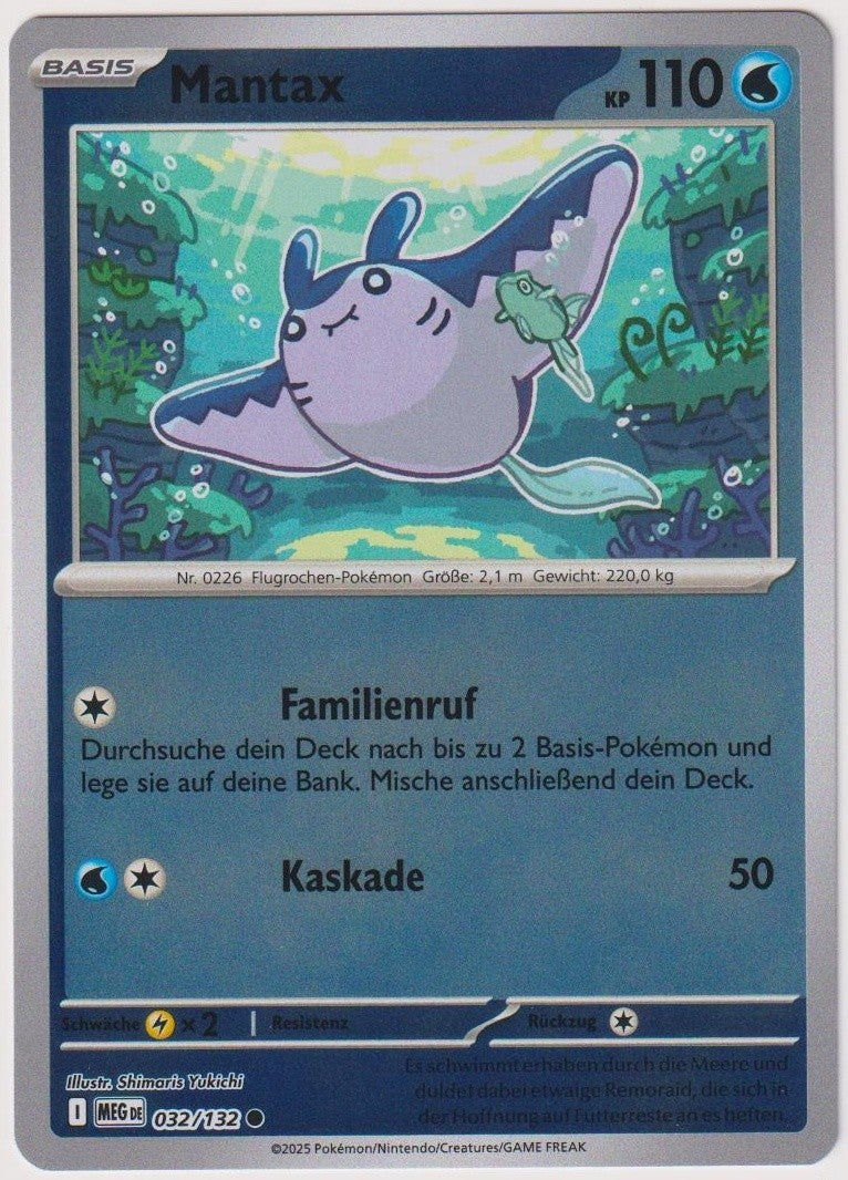 Pokemon TCG Mantine #32/132 Common (C) Reverse Holo Deutsch 2025 – Bild 1