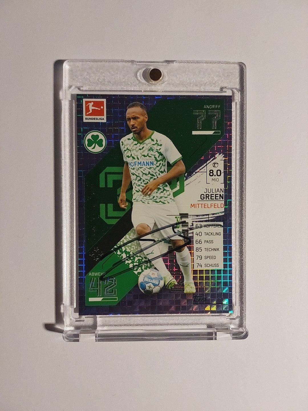 Topps Bundesliga 2021-22 Julian Green On Card Auto Greuther Fürth Parallel Rare – Bild 1