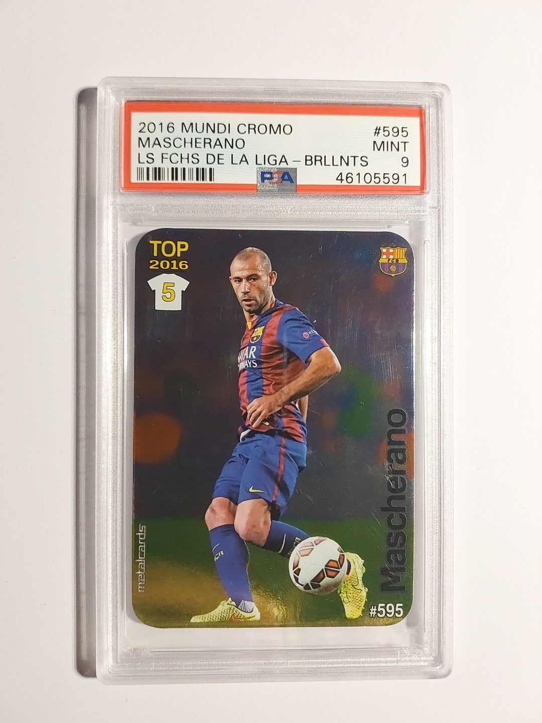 Topps Mundi Cromo 2015-16 Javier Mascherano Barcelona Parallel Refractor PSA 9 – Bild 1