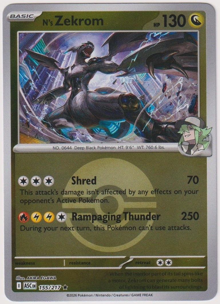 Pokemon TCG N's Zekrom #155/217 Rare (R) Reverse Holo Englisch 2026 – Bild 1