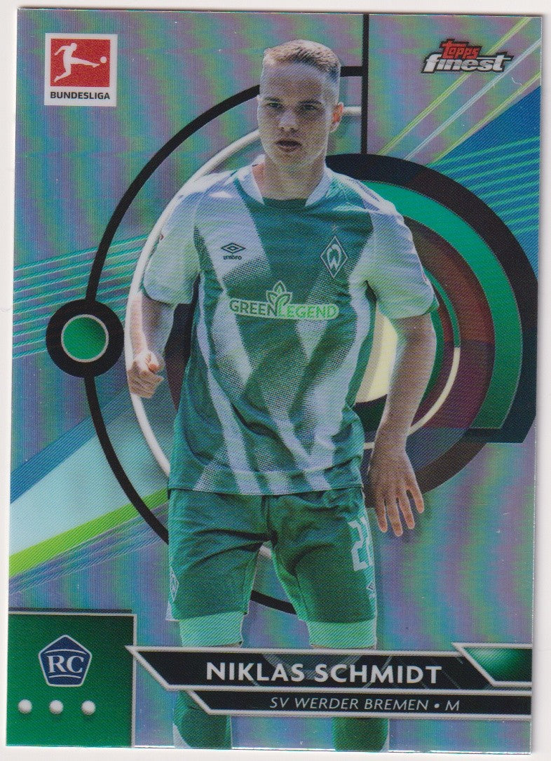 Topps Finest 2021-22 Niklas Schmidt Rookie SV Werder Bremen Parallel Refractor – Bild 1