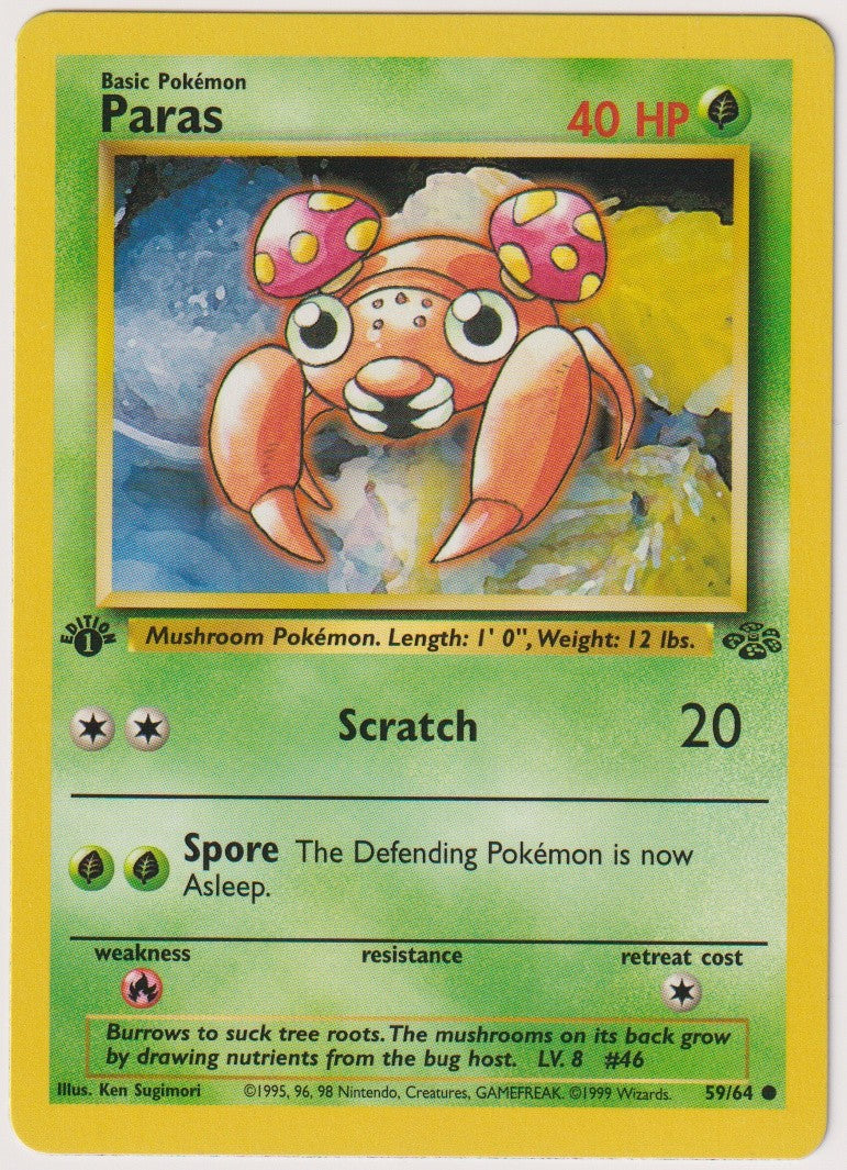 Pokemon TCG Paras #59/064 Common (C) Non-Holo Englisch 1999 1st Edition – Bild 1