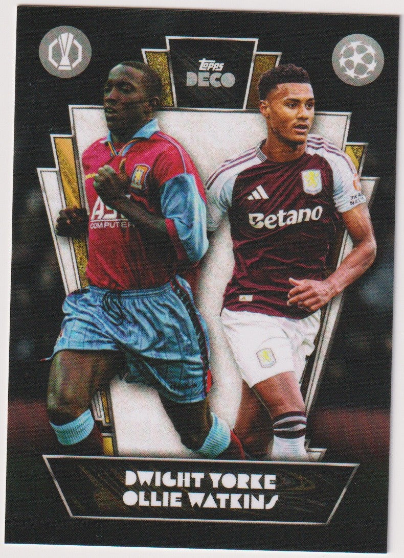 Topps Then & Now 2023-24 Dwight Yorke & Ollie Watkins Aston Villa Parallel Rare – Bild 1