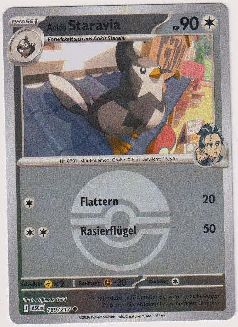 Pokemon TCG Larrys Staravia #169/217 Uncommon (U) Reverse Holo Deutsch 2026 – Bild 1