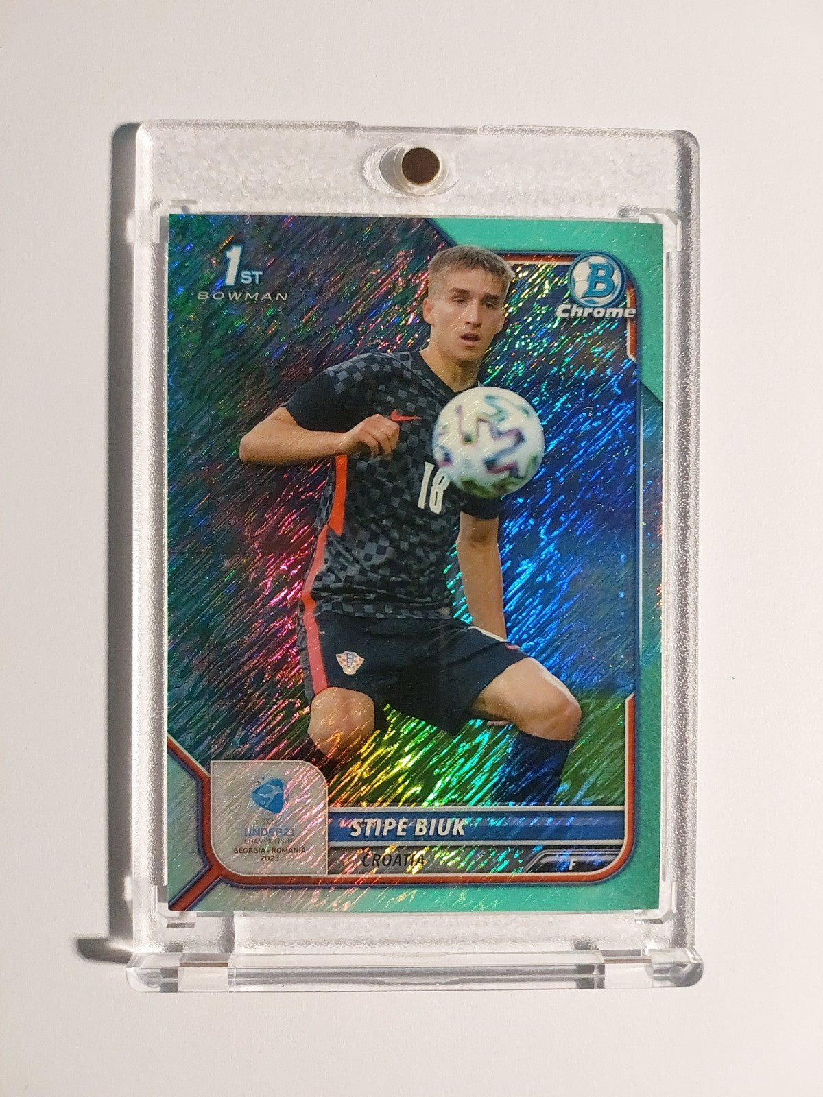 Topps Chrome 1st Bowman Stipe Biuk Kroatien Parallel 90/125 Rainbow Refractor – Bild 1
