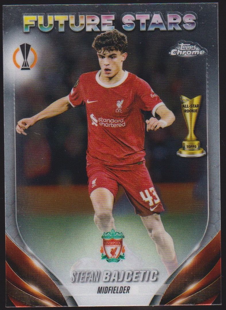 Topps Chrome 2023-24 Stefan Bajcetic Rookie Liverpool FC Parallel Rare – Bild 1