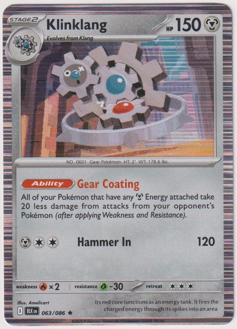 Pokemon TCG Klinklang #63/086 Rare (R) Reverse Holo Englisch 2025 – Bild 1