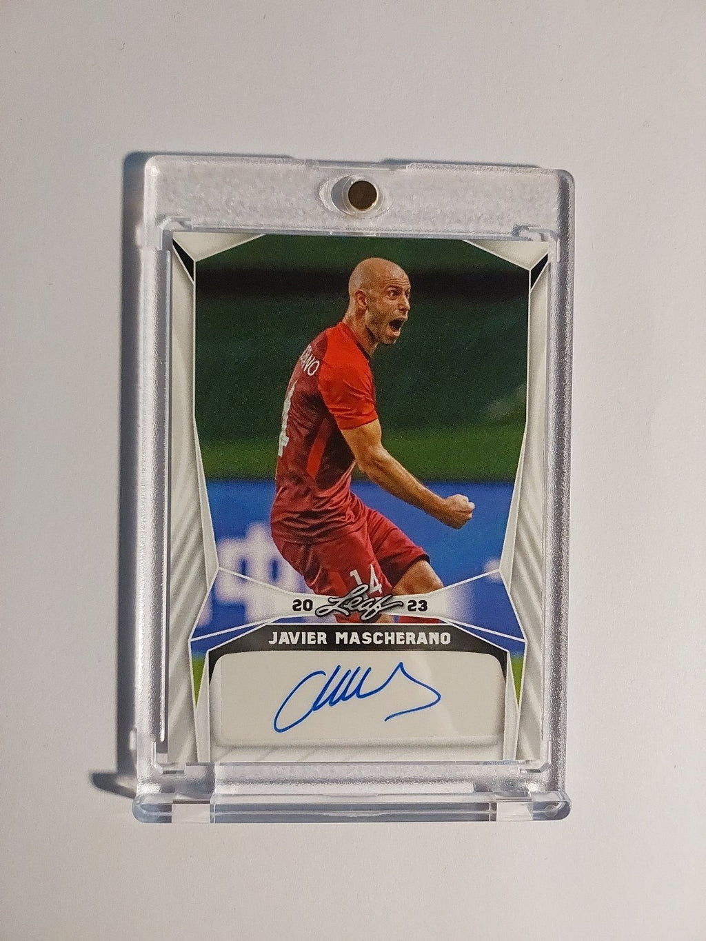 Leaf Trading Cards 2023 Javier Mascherano Argentinien Barcelona Auto Parallel – Bild 1
