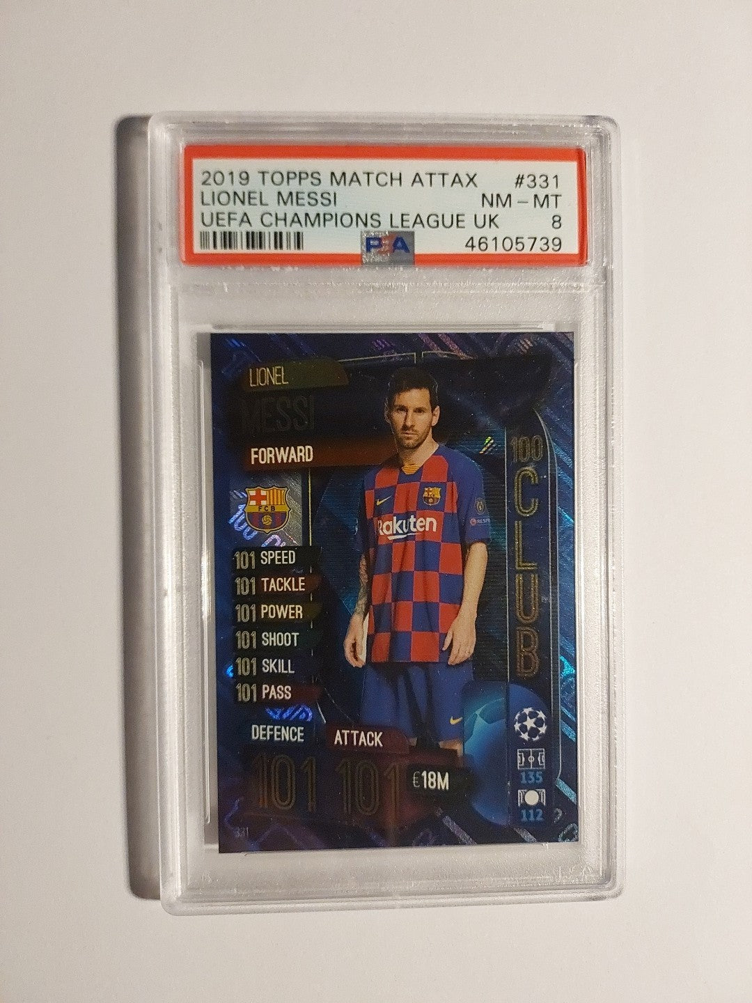 Topps Uefa Champions League 2018-19 Lionel Messi Barcelona Club 100 Rare PSA 8 – Bild 1