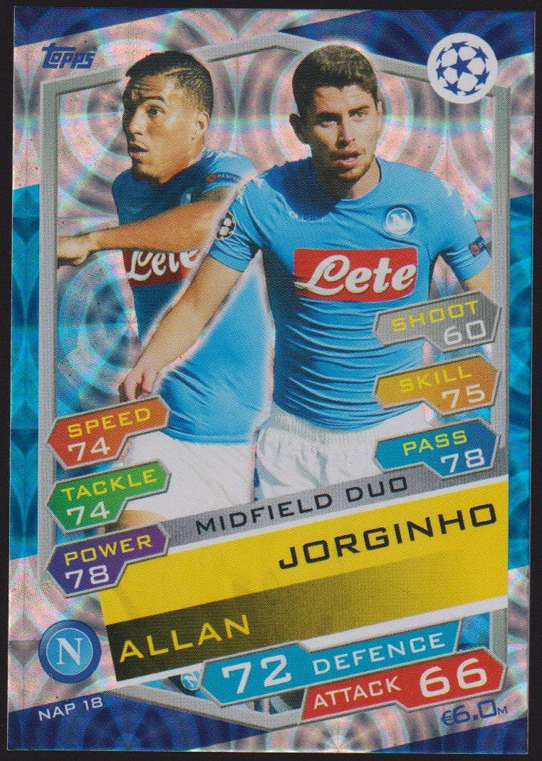 Topps Match Attax 2018-19 Jorginho & Allan SSC Napoli Champions League Parallel – Bild 1