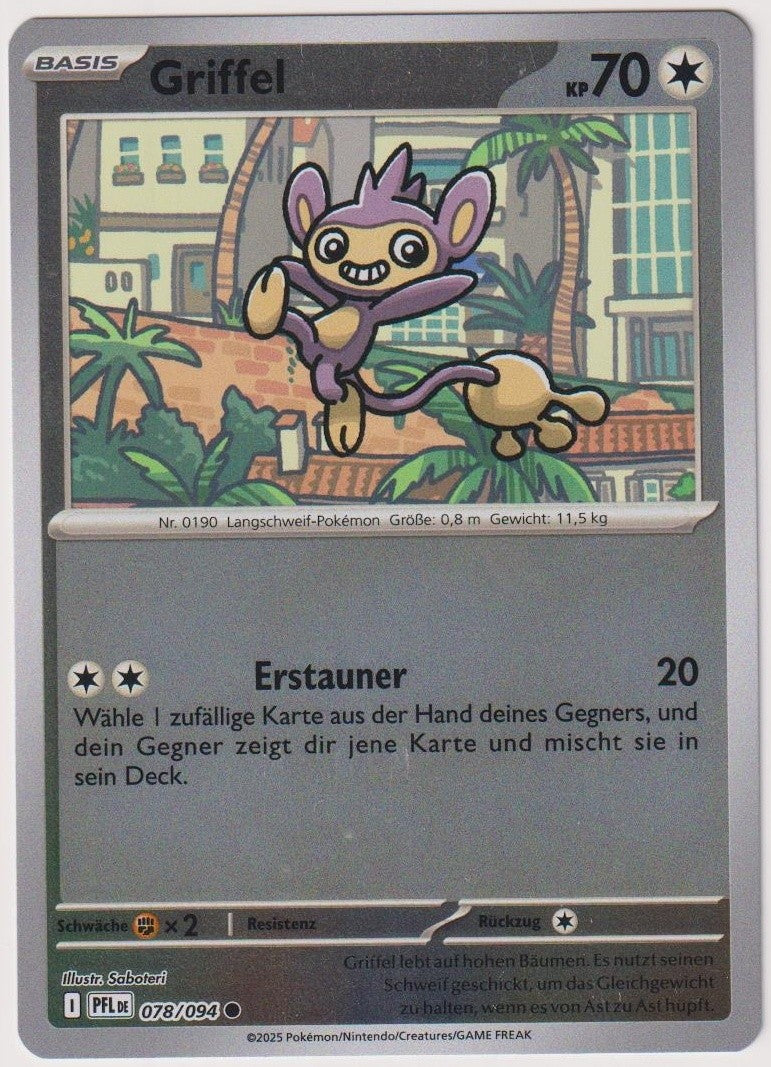Pokemon TCG Aipom #78/094 Common (C) Reverse Holo Deutsch 2025 – Bild 1