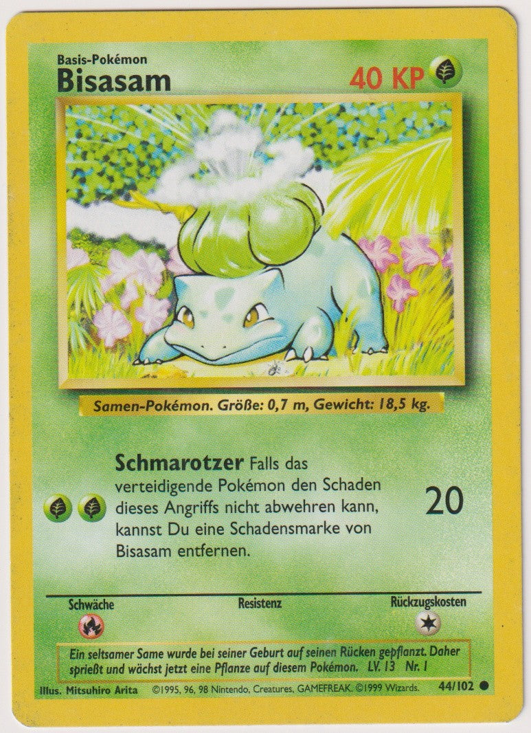 Pokemon TCG Bulbasaur #44/102 Common (C) Non-Holo Deutsch 1999 – Bild 1