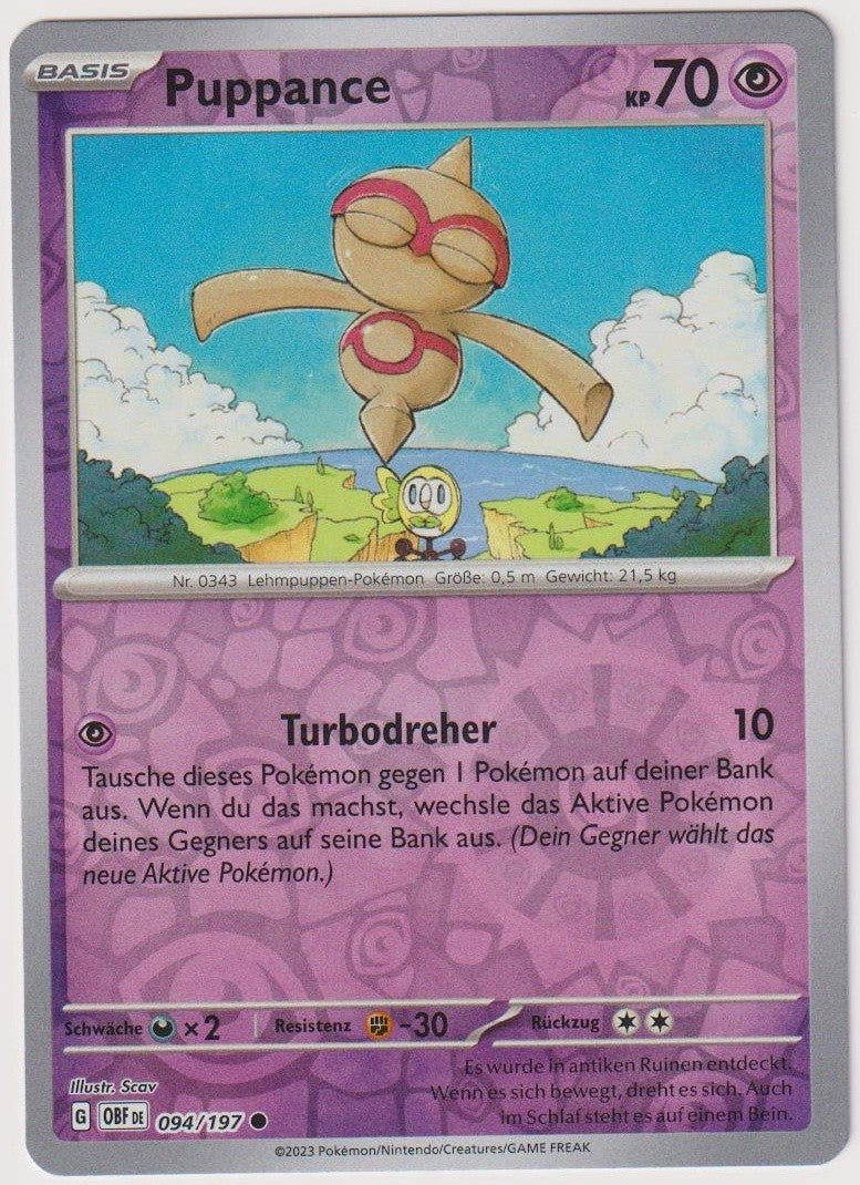 Pokemon TCG Baltoy #94/197 Common (C) Reverse Holo Deutsch 2023 – Bild 1