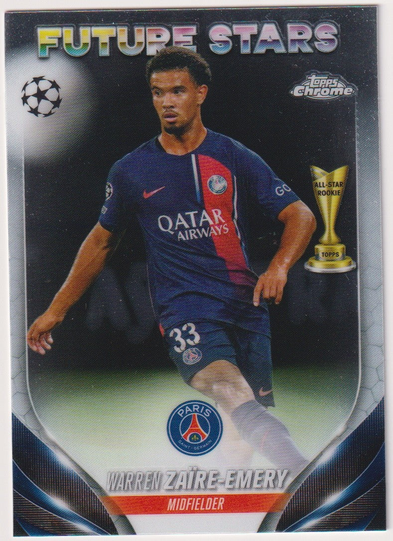 Topps Chrome 2023-24 Warren Zaire-Emery Rookie Paris Saint-Germain Parallel Rare – Bild 1