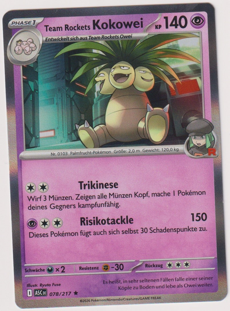 Pokemon TCG Team Rockets Exeggutor #78/217 Rare (R) Holo Deutsch 2026 – Bild 1