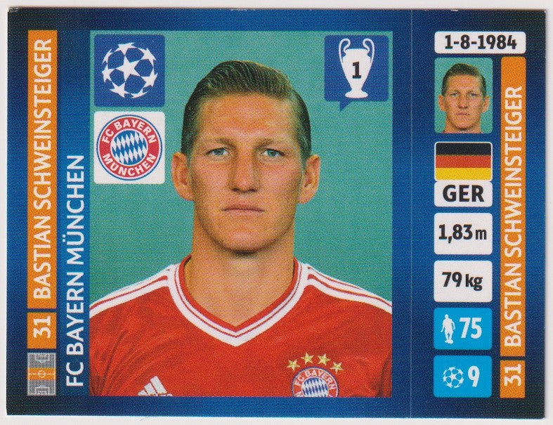 Panini UEFA 2012-13 Bastian Schweinsteiger FC Bayern München Parallel – Bild 1