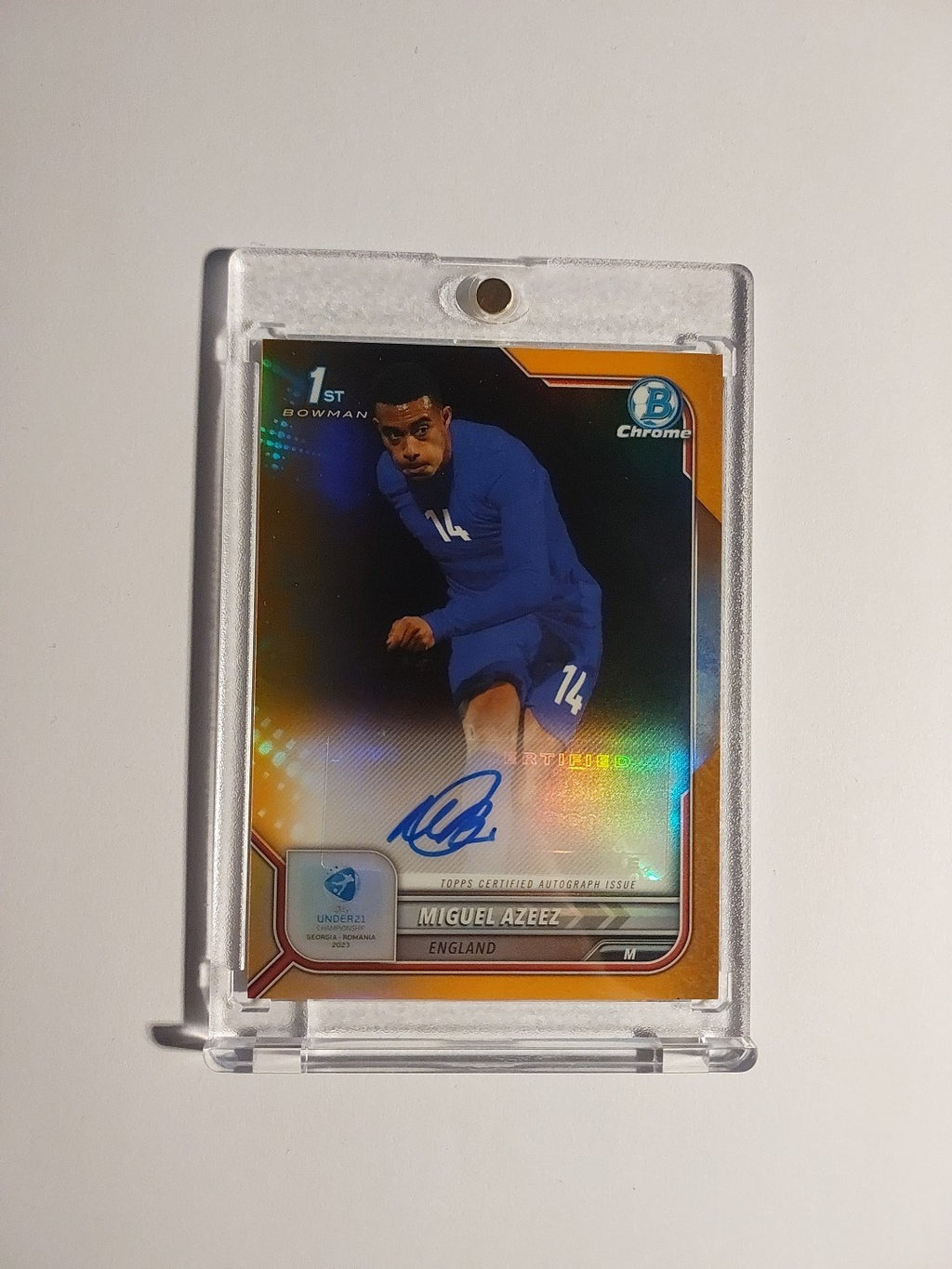 Topps U21 Bowman 2022-23 Miguel Azeez England Auto Parallel 10/25 Refractor Rare – Bild 1