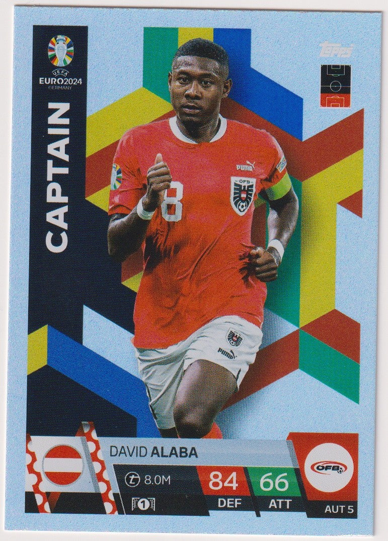 Topps Uefa Euro 2024 David Alaba Österreich Captain Parallel Refractor – Bild 1
