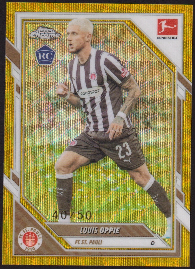 Topps Chrome 2025-26 Louis Oppie FC St. Pauli Parallel 40/50 Rookie Refractor – Bild 1