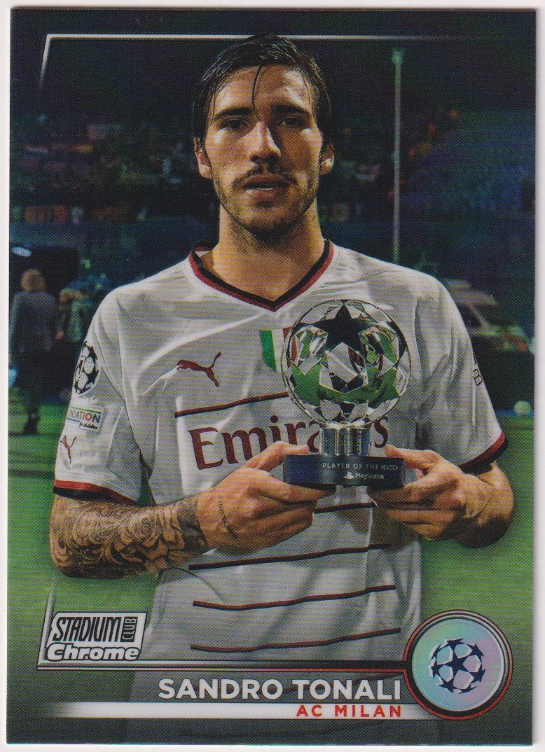 Topps Stadium Club Chrome 2022-23 Sandro Tonali AC Milan Parallel Refractor – Bild 1