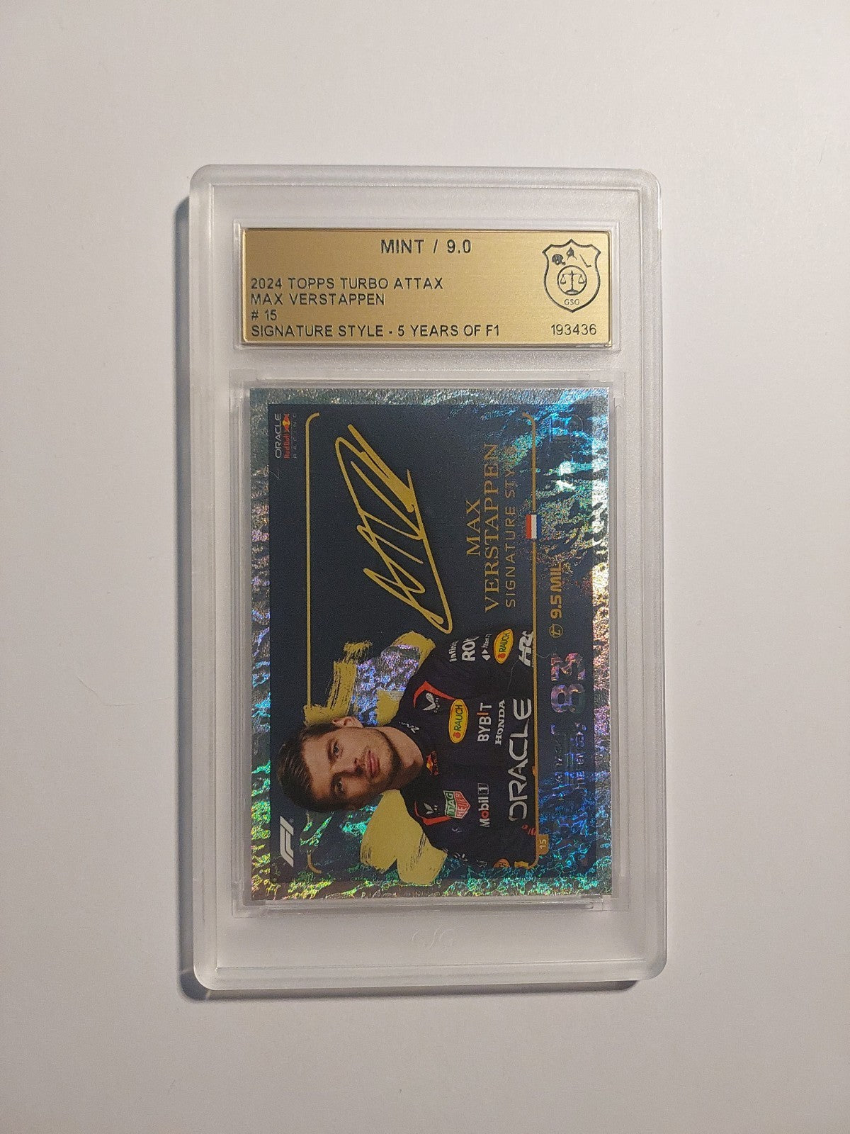 Topps Turbo 2024 Max Verstappen Auto Style F1 RB Racing GSG 9 = PSA Parallel Hit – Bild 1