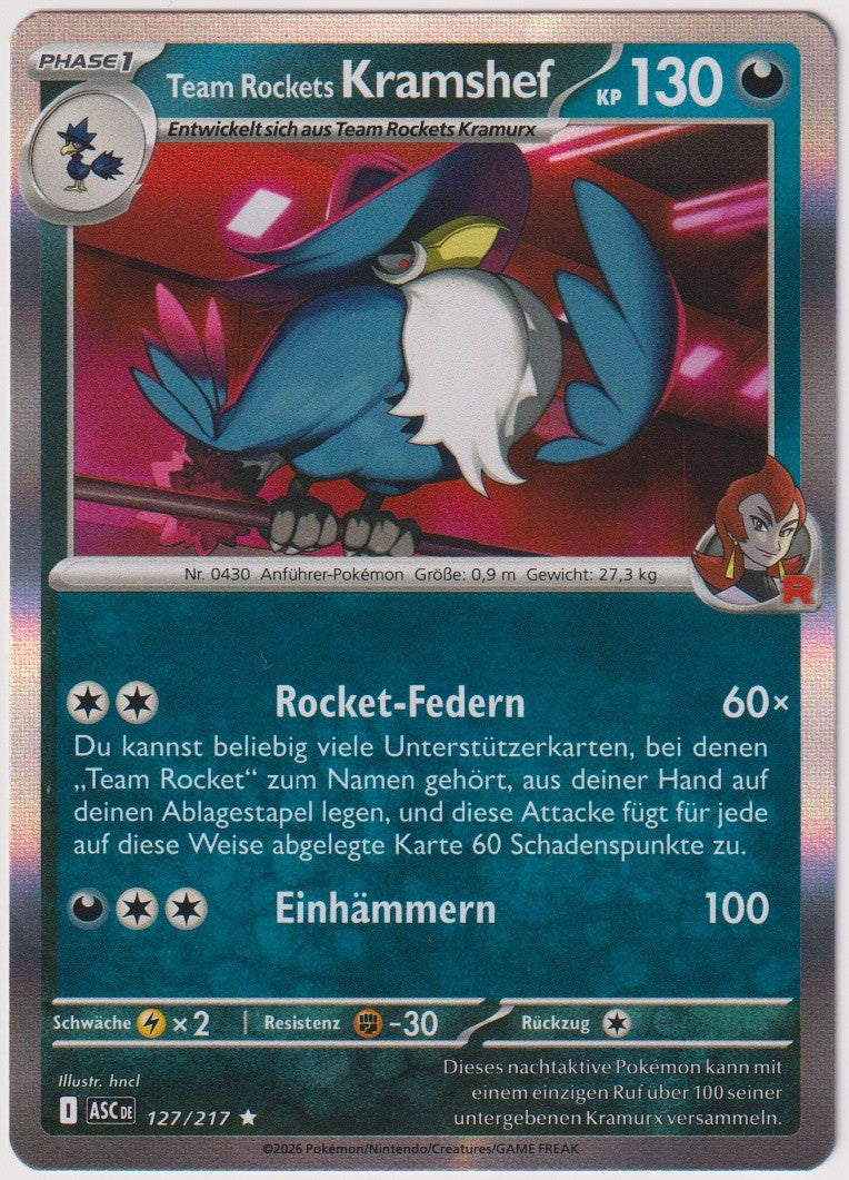 Pokemon TCG Team Rockets Honchkrow #127/217 Rare (R) Holo Deutsch 2026 – Bild 1