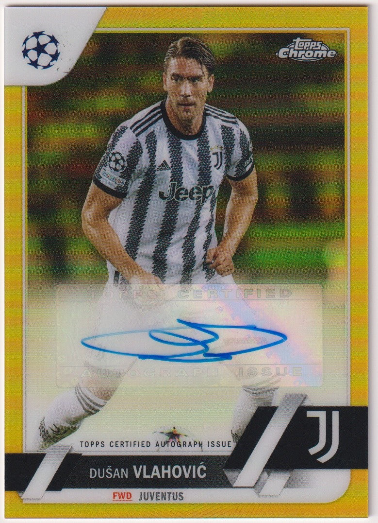 Topps Chrome UEFA Club 2022-23 Dusan Vlahovic Auto Juventus Parallel 47/50 – Bild 1