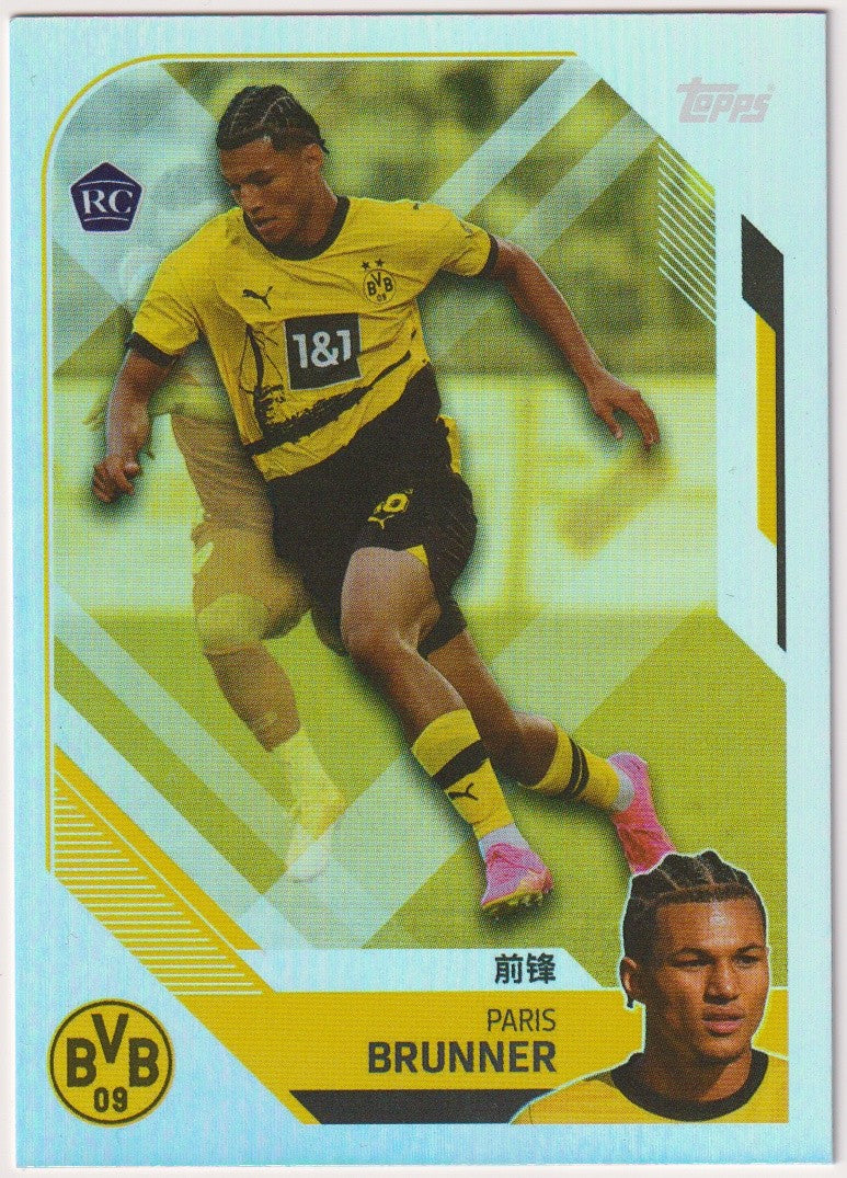 Topps Borussia Dortmund 2023-24 Paris Brunner Rookie BVB Parallel Rare Refractor – Bild 1