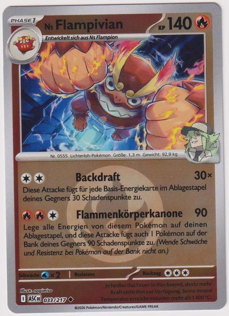 Pokemon TCG N´s Darmantian #33/217 Uncommon (U) Reverse Holo Deutsch 2026 – Bild 1