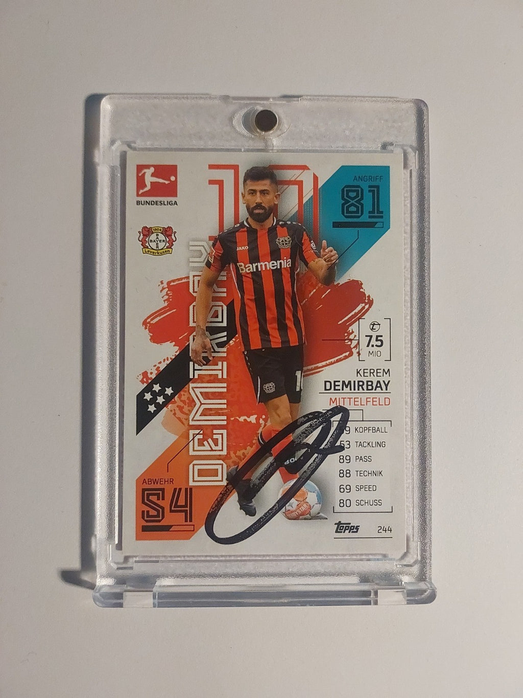 Topps Bundesliga 2021-22 Kerem Demirbay On Card Auto Bayer Leverkusen Parallel – Bild 1