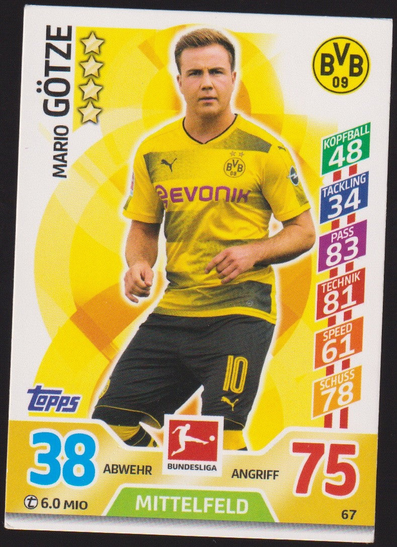 Topps Match Attax Mario Götze Borussia Dortmund 10. Kollektion Parallel Rare – Bild 1