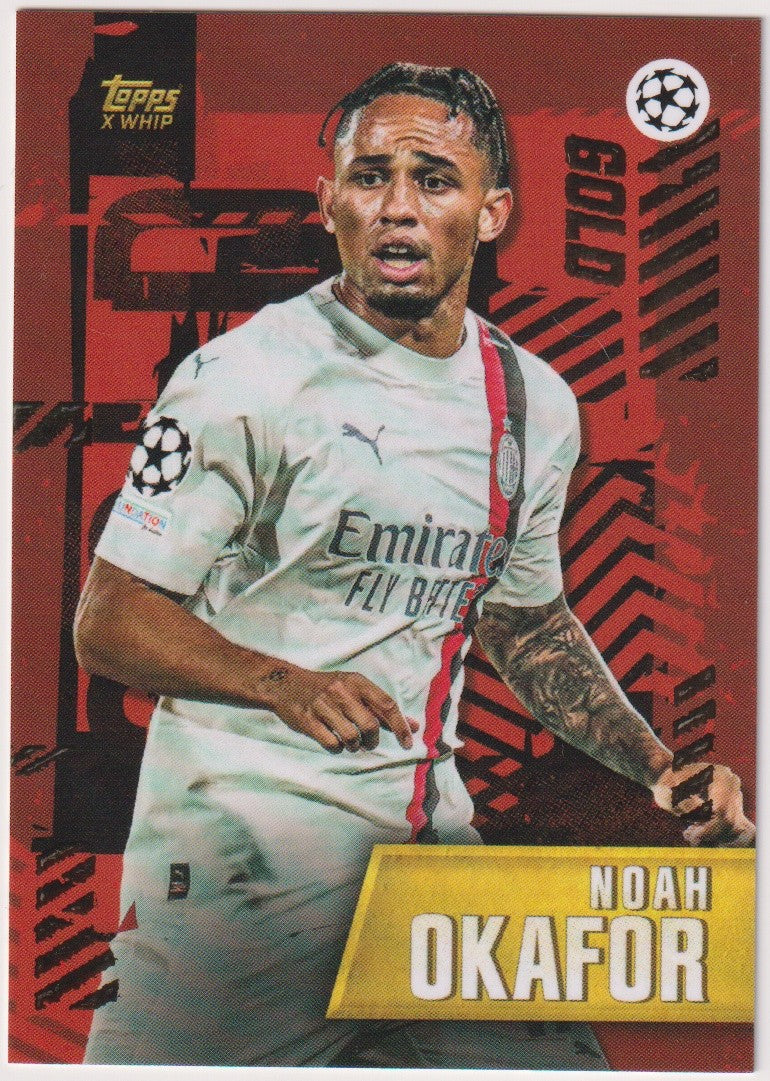 Topps Gold 2022-23 Noah Okafor AC Milan UEFA Champions League Parallel Rare – Bild 1