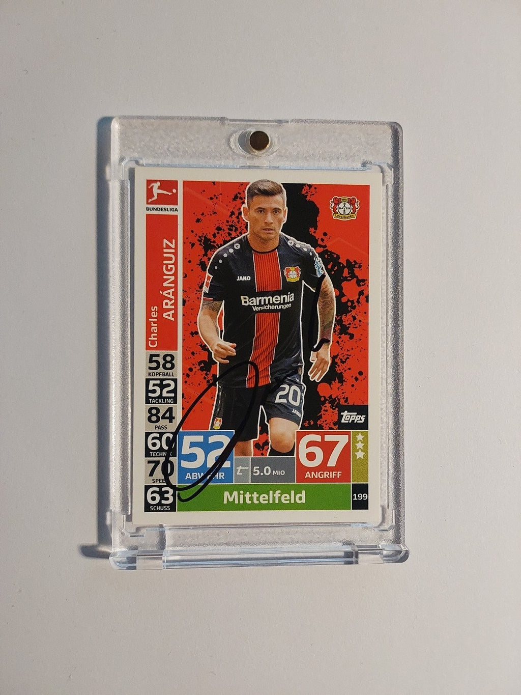 Topps Bundesliga 2020-21 Charles Aranguiz On Card Auto Bayer Leverkusen Parallel – Bild 1