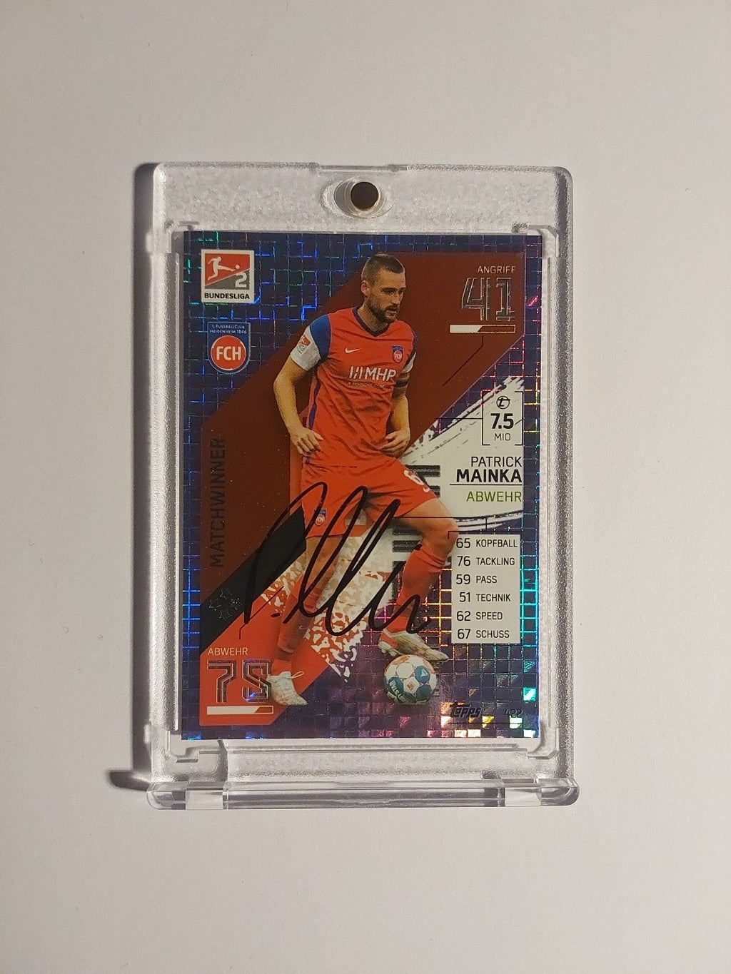 Topps Bundesliga 2021-22 Patrick Mainka On Card Auto Heidenheim Parallel Rare – Bild 1