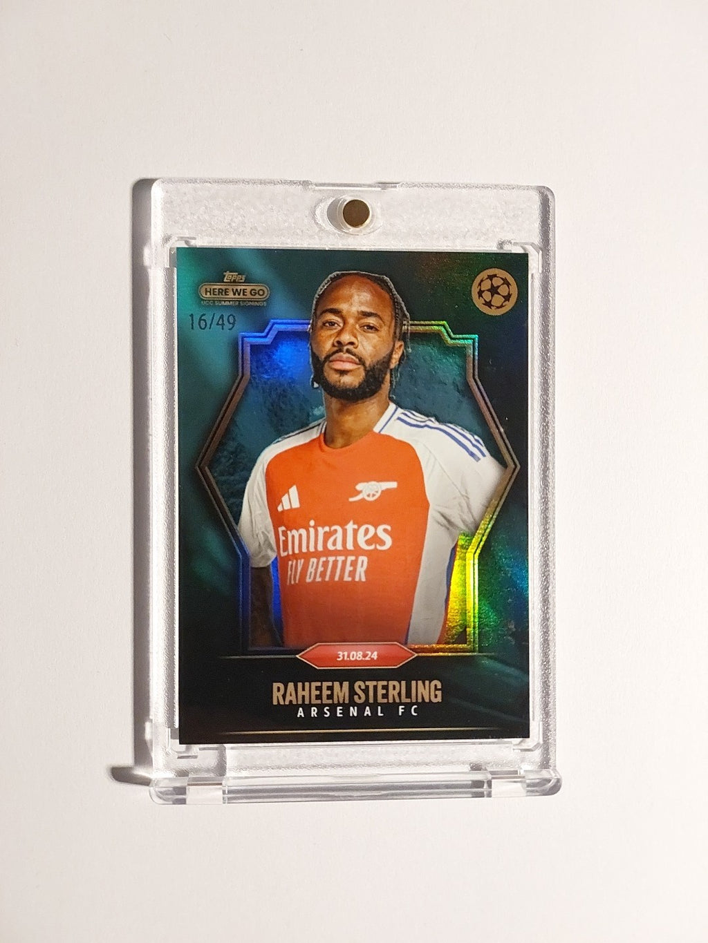 Topps Gere We Go 2023-24 Raheem Sterling Arsenal Parallel 16/49 Refractor Rare – Bild 1