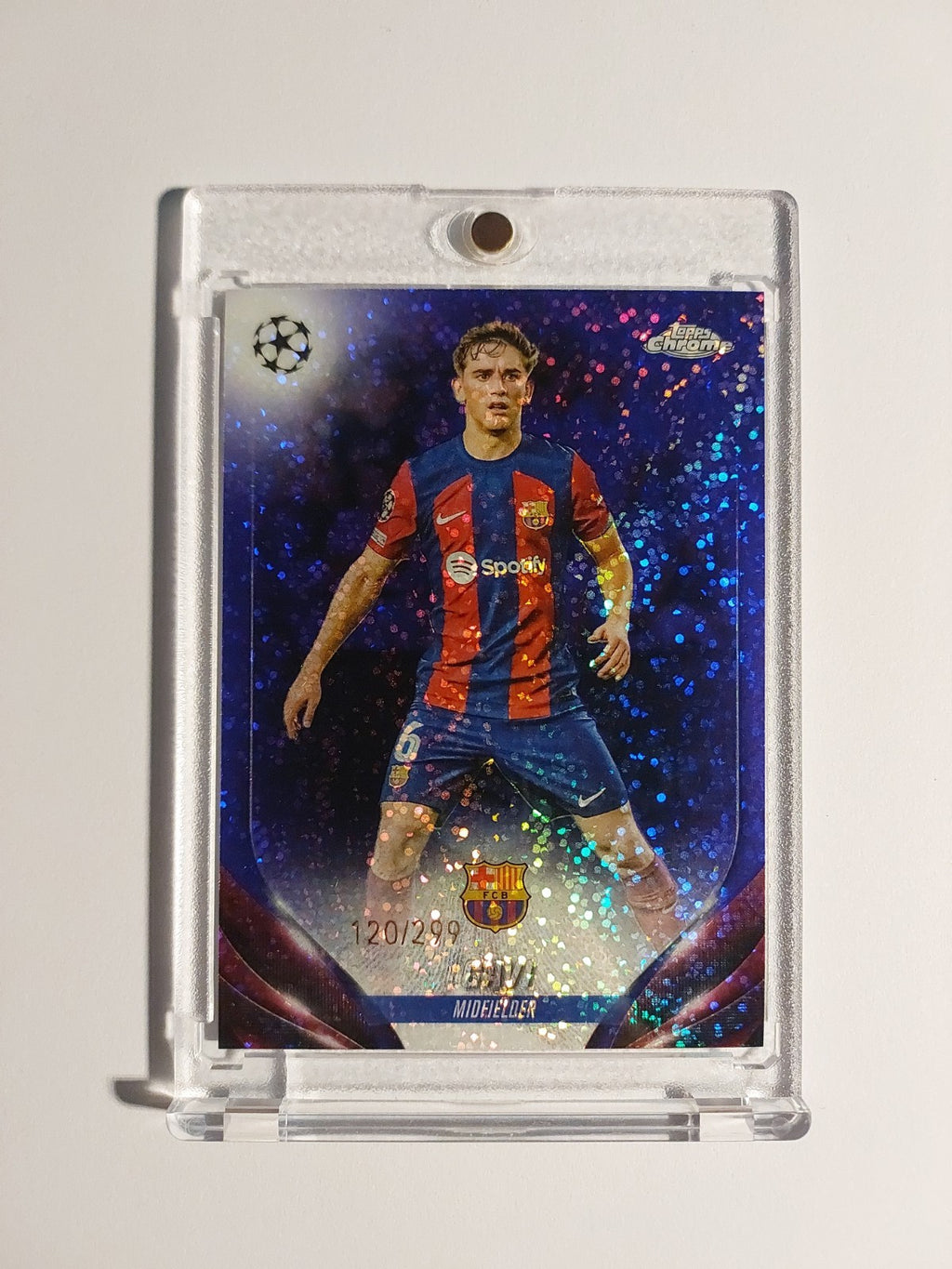Topps Chrome 2023-24 Gavi Barcelona Parallel 120/299 Rare Sparkle Refractor Hit – Bild 1