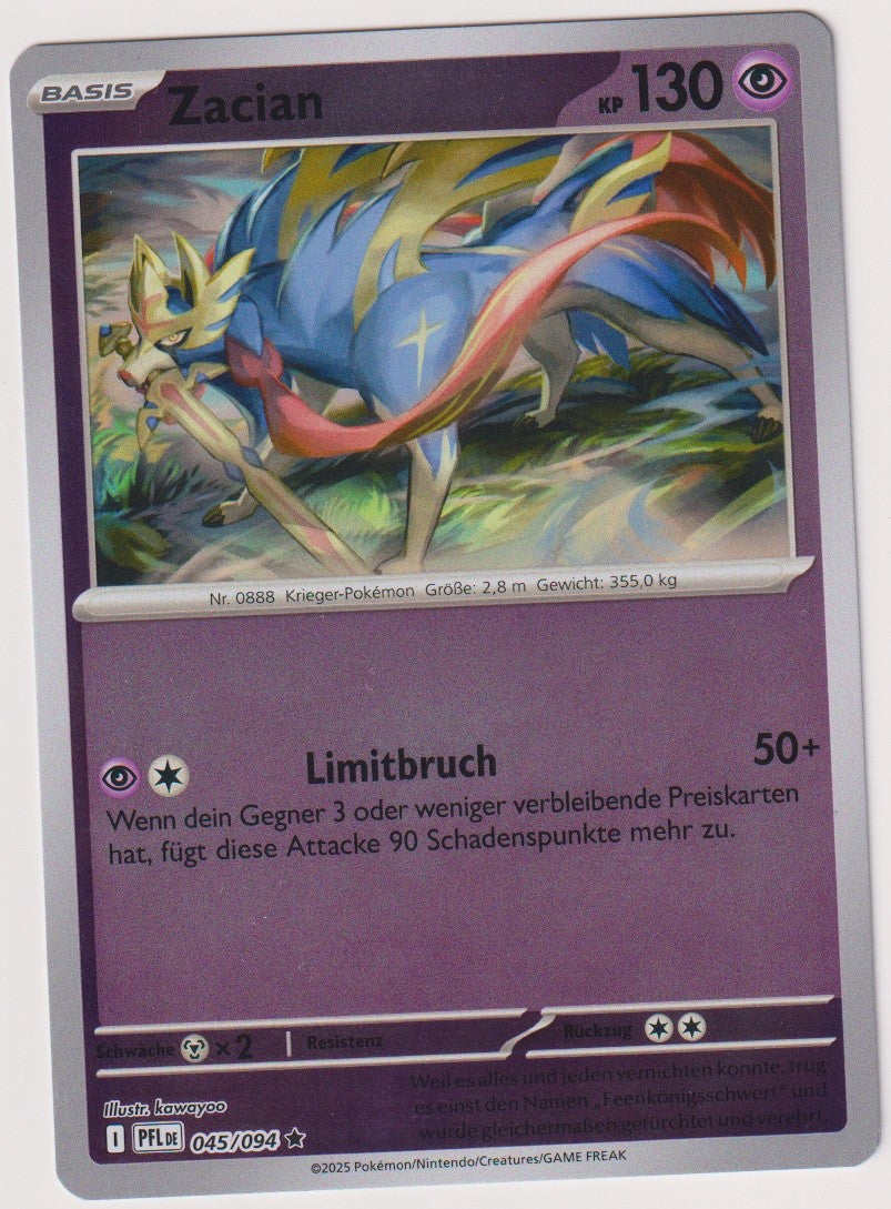 Pokemon TCG Zacian #45/094 Rare (R) Reverse Holo Deutsch 2025 – Bild 1
